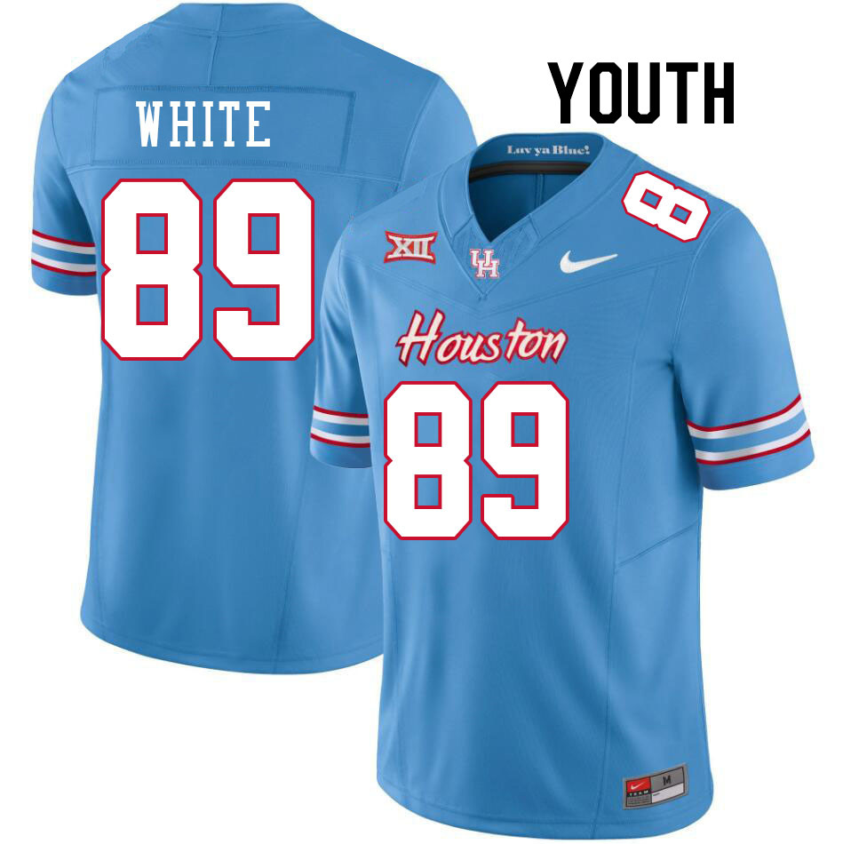 Youth #89 Kolby White Houston Cougars College Football Jerseys Stitched-Oilers